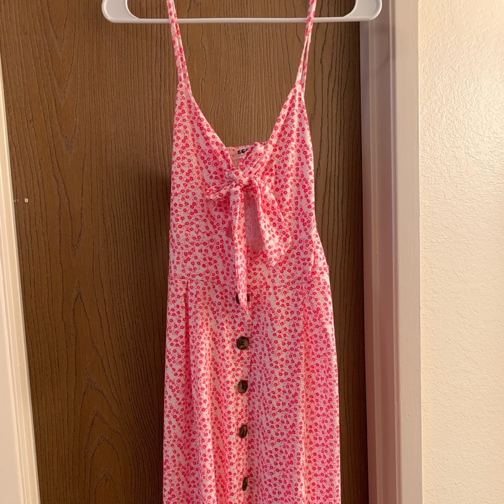 Pink floral midi dress